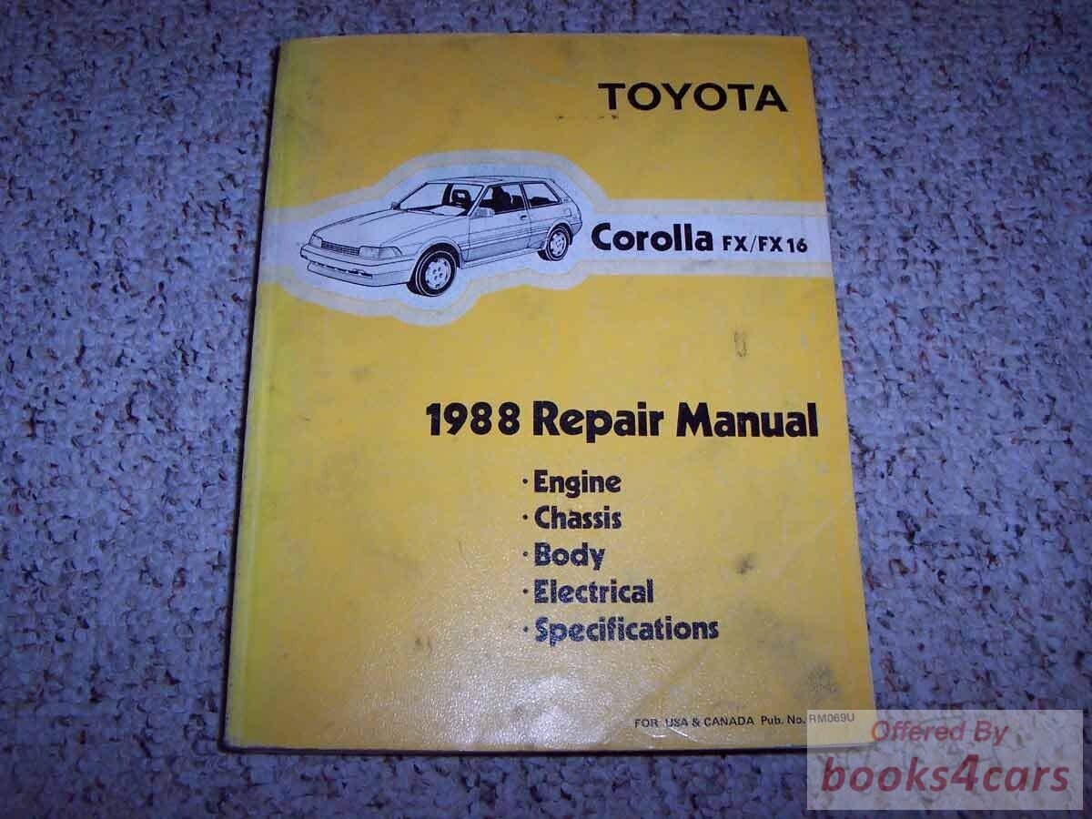 view cover of 1988 Corolla FX FX16 Shop Service Repiar Manual by Toyota