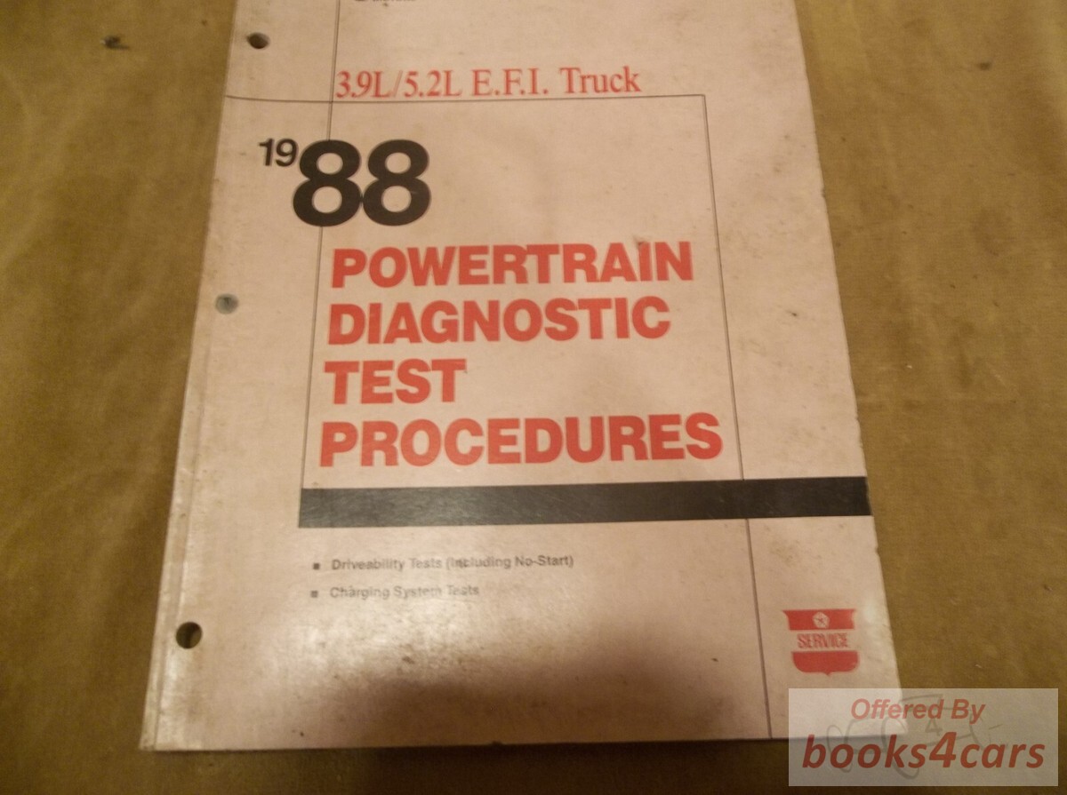 view cover of 1988 Electronic Fuel Injection Powertrain Diagnostic Test Procedures by Chrysler for 3.9L & 5.2L Truck Engines