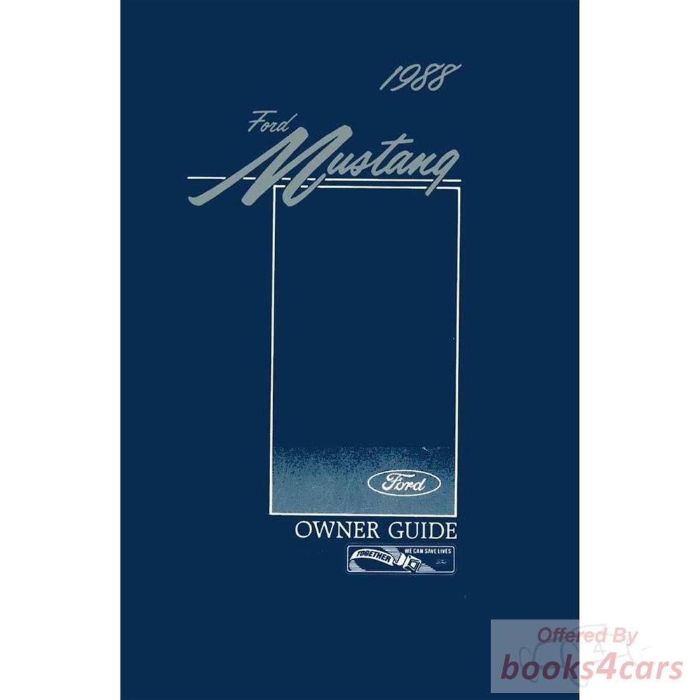 view cover of 1988 Mustang Owners Manual by Ford