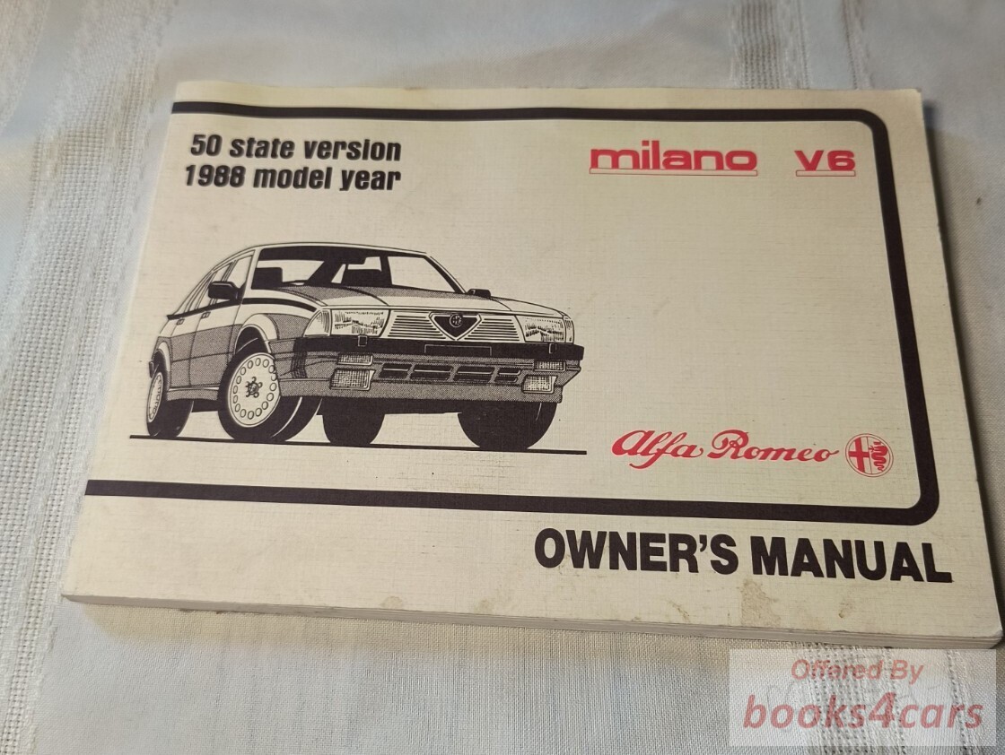 view cover of 1988 Alfa Romeo Milano V6 Owners Manual