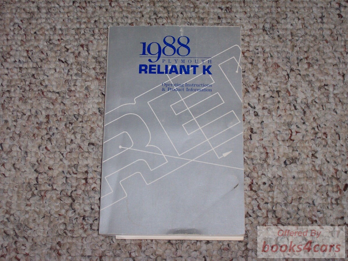 view cover of 1988 Reliant Owners manual by Plymouth