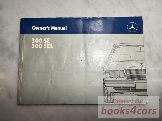 view cover of 1988 300SEL owners manual by Mercedes for 300SE 300 SE & SEL