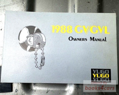 view cover of 1988 Yugo GVX Owners Manual By Yugo