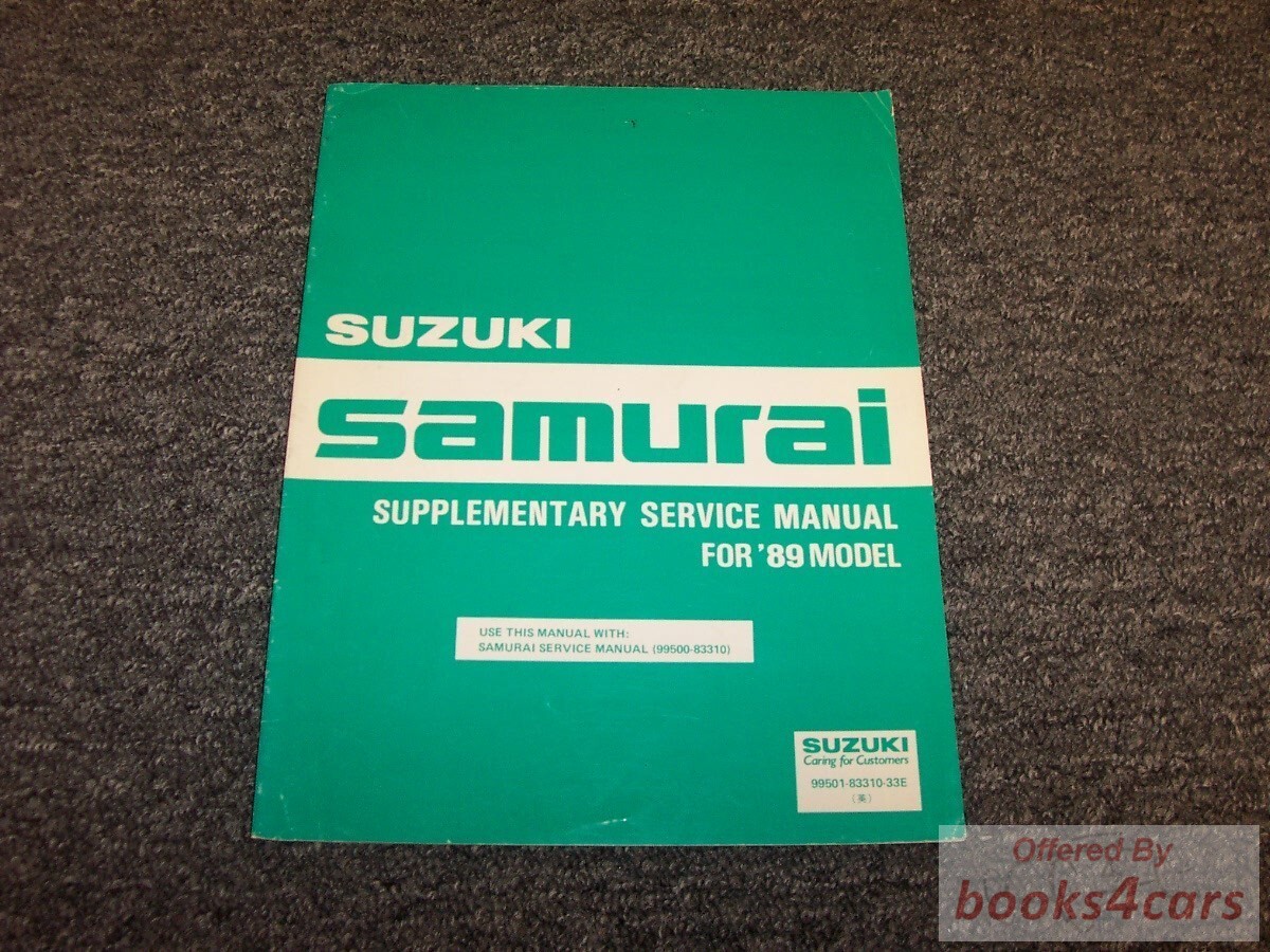view cover of 1989 Samurai Shop Service Repair Manual Supplement by Suzuki