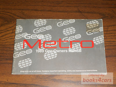 view cover of 1989 Metro Owners Manual by Geo