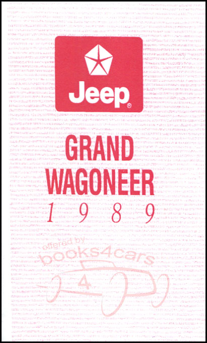 view cover of 1989 Grand Wagoneer owners manual by Jeep for large SUV wagon