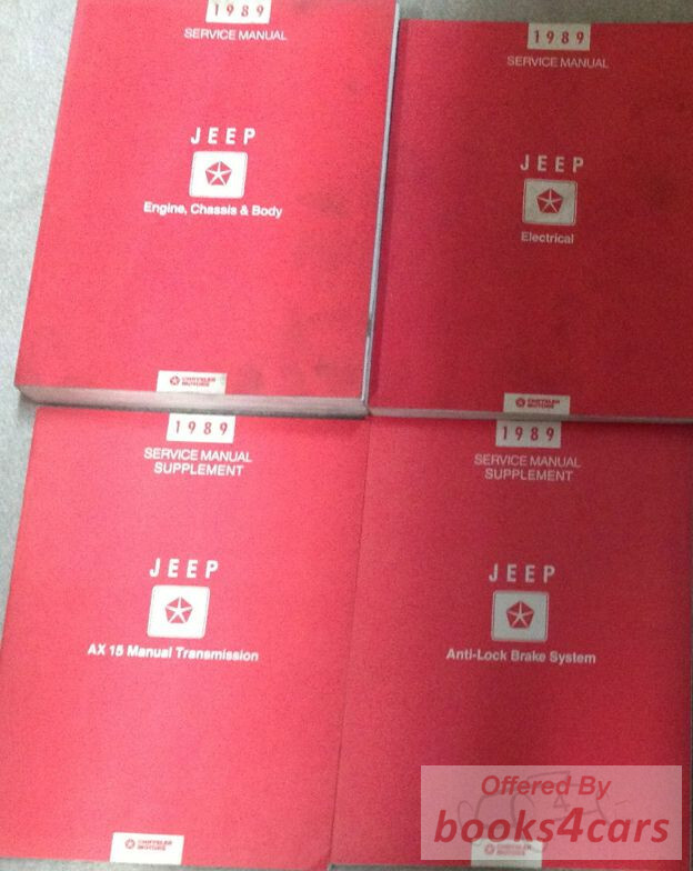 view cover of 1989 Jeep Shop Service Repair Manual by Jeep for Cherokee Wrangler and all other 1989 Jeep Models Multi Volume Set Including Engine Chassis Body Electrical