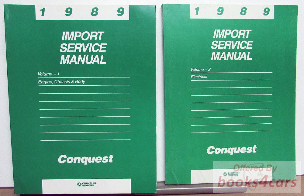 view cover of 1989 Conquest Shop Service Repair Manual Set by Chrysler Plymouth & Mitsubishi also covers Starion