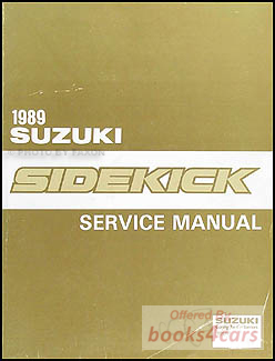 view cover of 1989 Sidekick Shop Service Repair Manual supplement for 1300cc models by Suzuki