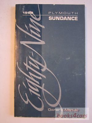 view cover of 1989 Sundance Owners manual by Plymouth