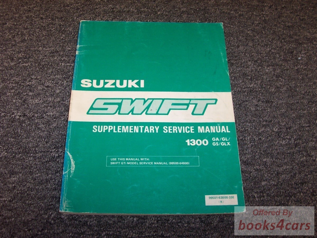 view cover of 1989 Swift Service Manual Supplement for 1300 GA/GL/GS/GLX models