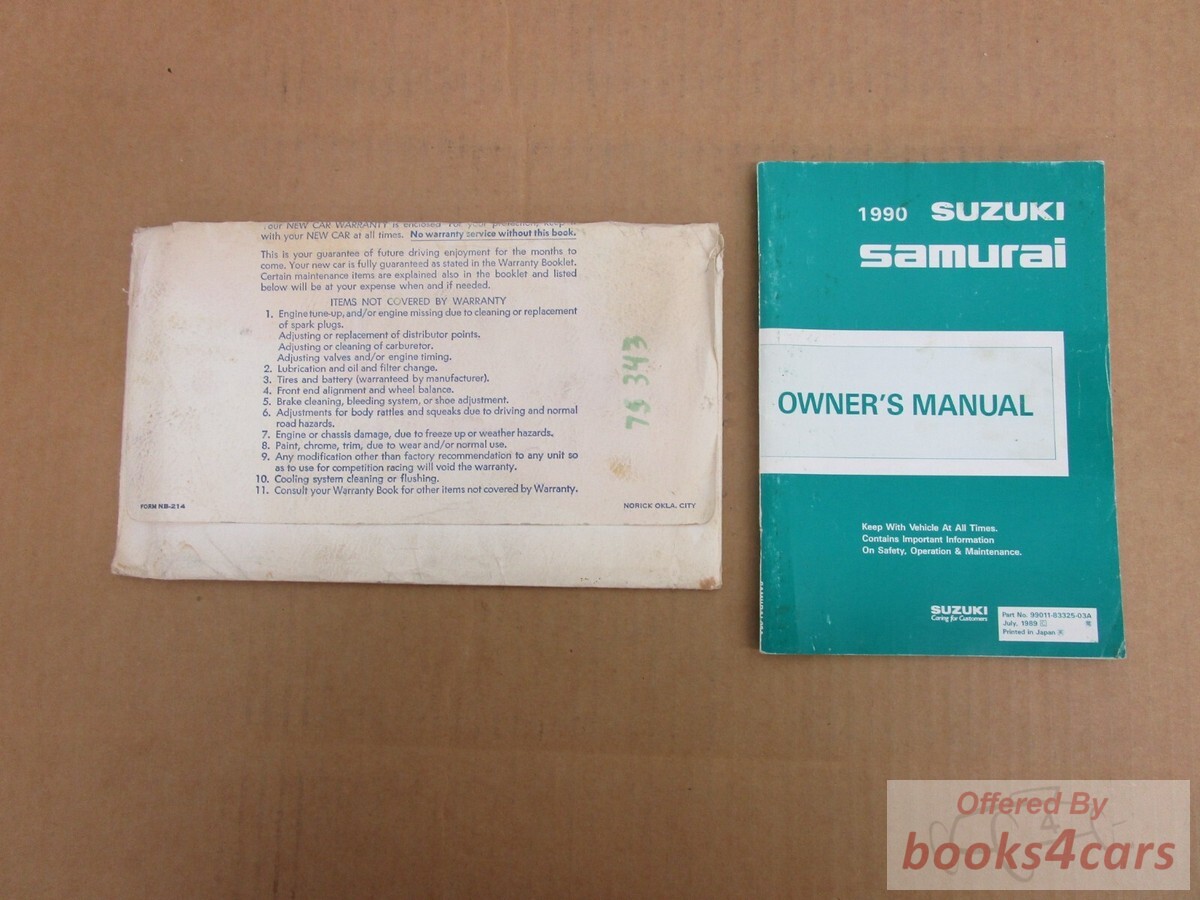 view cover of 1990 Samurai Owners Manual by Suzuki