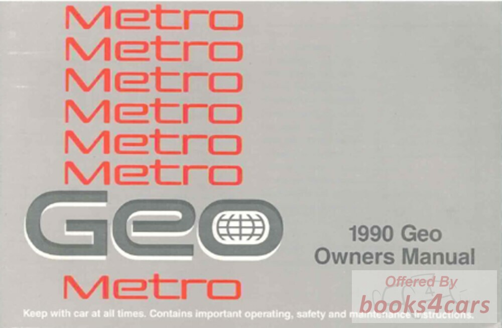 view cover of 1990 Metro Owners Manual by Geo