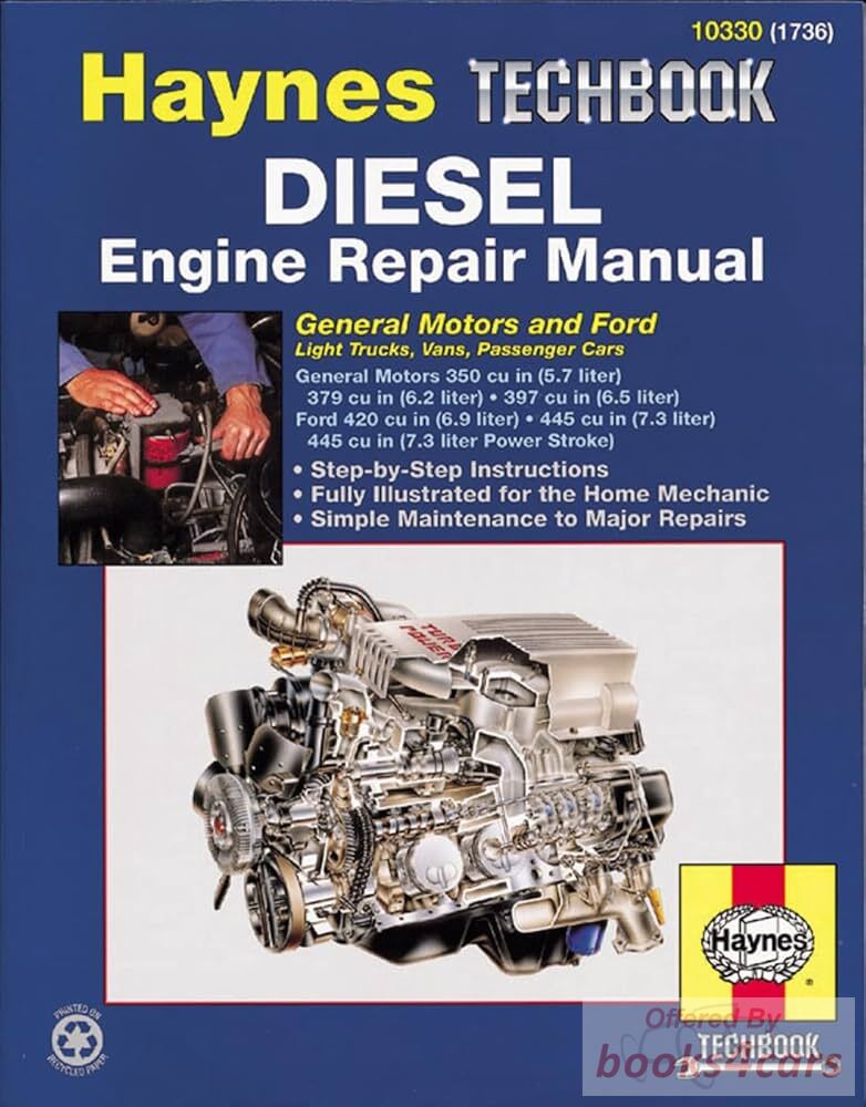 view cover of Diesel engine shop service repair manual for 6.2 6.5 6.9 7.3 liter & Power Stroke including turbo; by Haynes as used is Silverado, Suburban Blazer and other Pickup for Chevrolet & GMC FORD TRUCKS 350 5.7 379 6.2 420 6.9 445 7.3 Power Stroke Diesel F150 F250 F350 F450 F550 F650 F-150 F-250 F-350 F-450 F-550 and more