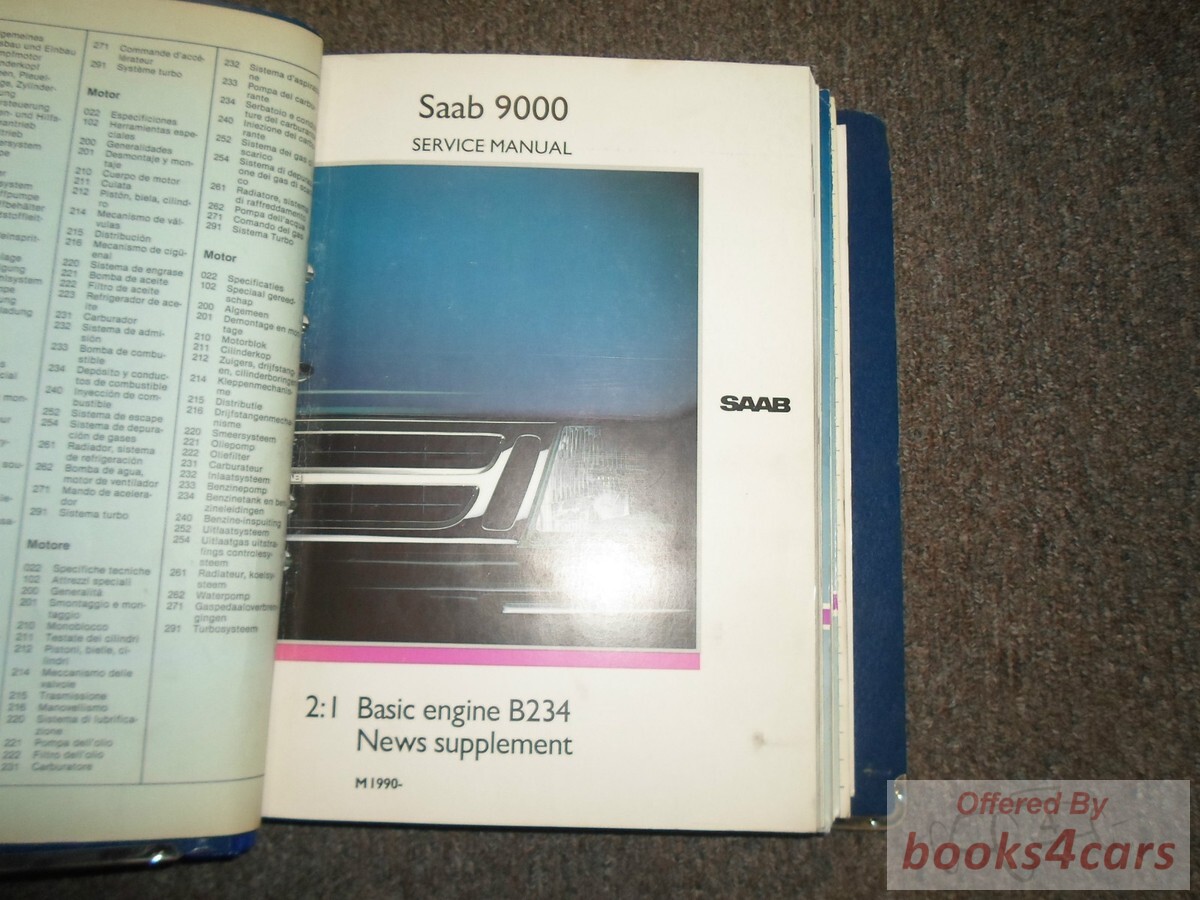 view cover of 1990 Saab 9000 Shop service Repair Manual 2:1 - Basic Engine B234 News Supplement