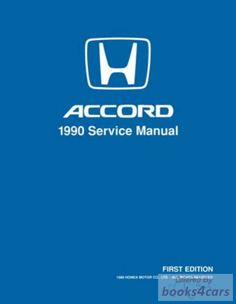 view cover of 1990 Shop Service Repair Manual by Honda for Accord