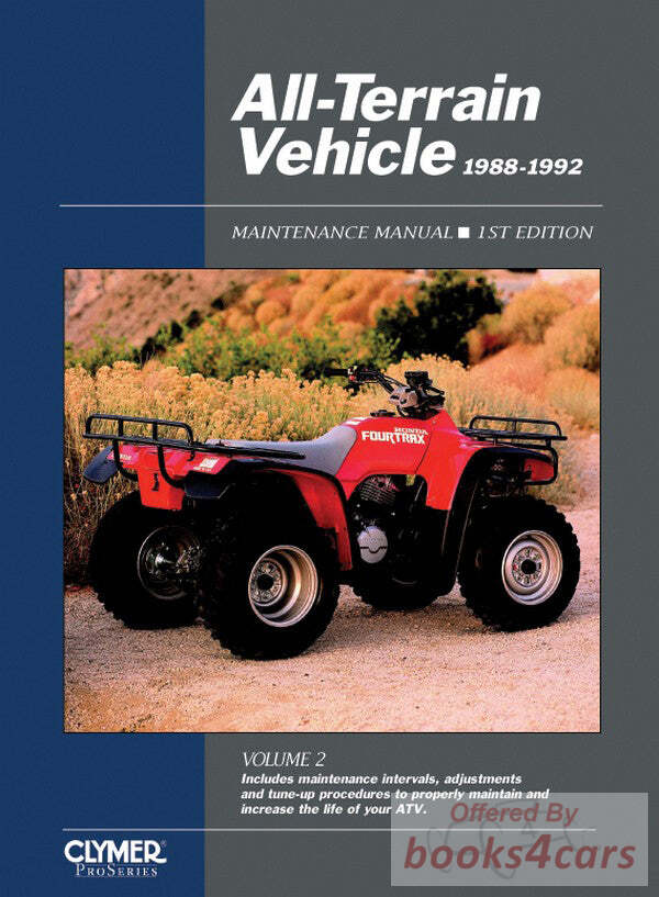 view cover of 1988-1992 ATV Shop Service Repair Manual Honda Kawasaki Polaris Suzuki & Yamaha ATVs by Clymer Pro Series in codensed format 432 pages