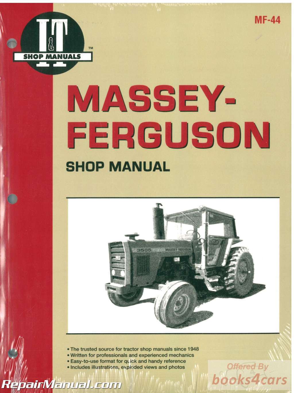 view cover of Models MF3505, MF3525, MF3545 Tractor Shop Service Repair Manual, 112 pages by I&T for Massey Ferguson published in 1990 for MF 3505, MF 3525, MF 3545