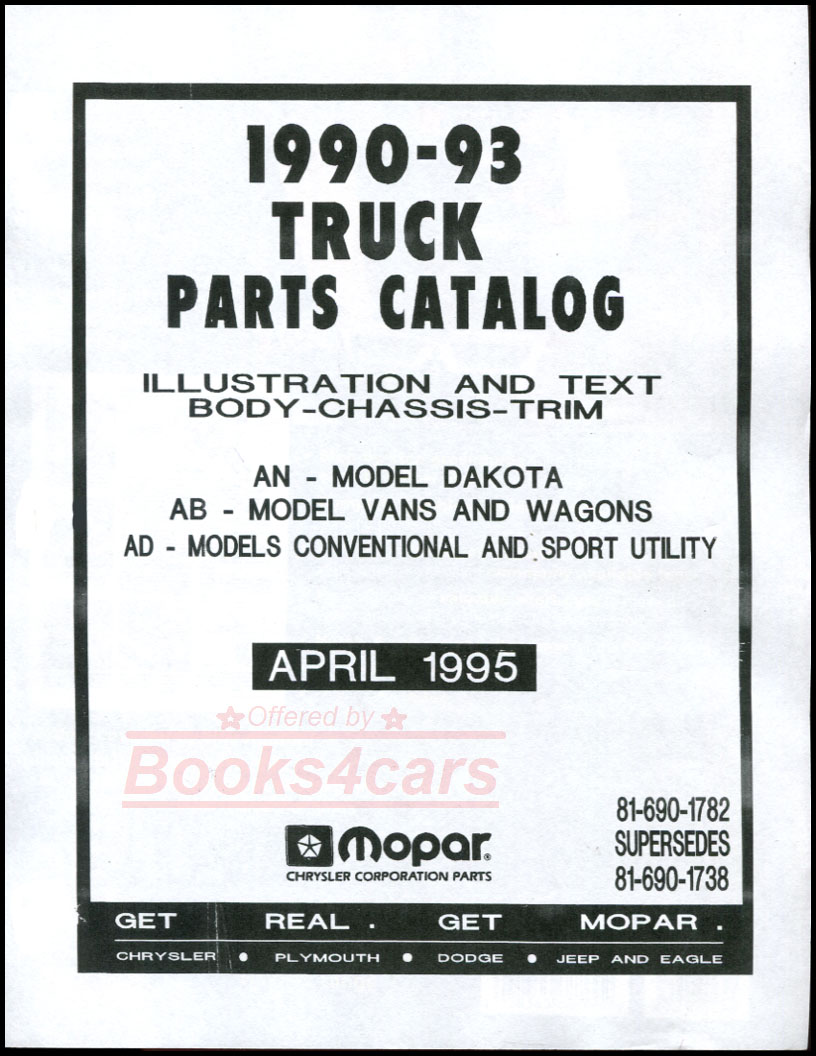 view cover of 1990-1993 Parts Manual by Dodge Truck Ram D150 D250 D350 & Dakota