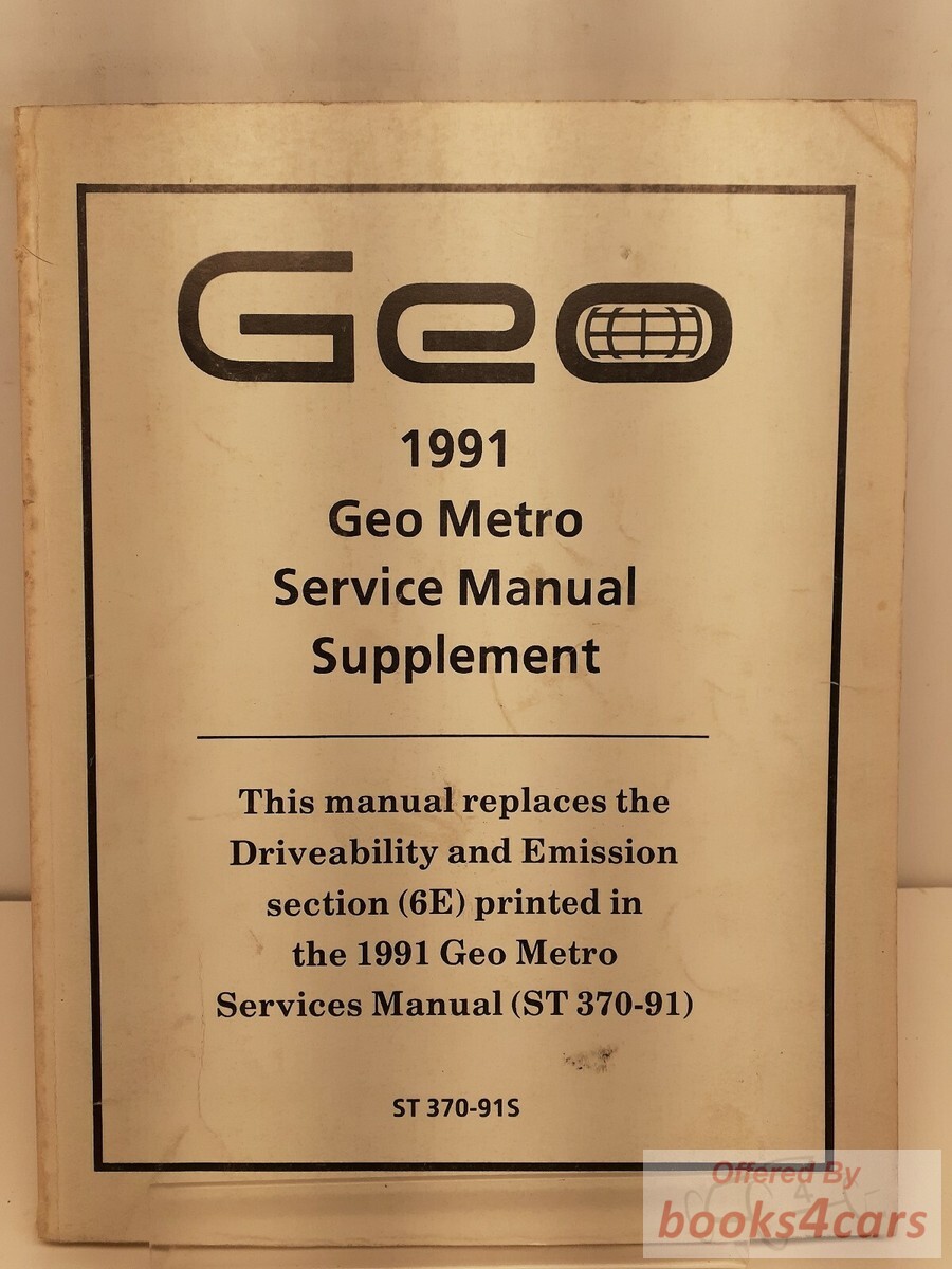 view cover of 1991 Metro Supplement to Driveability & Emissions in Service Manual