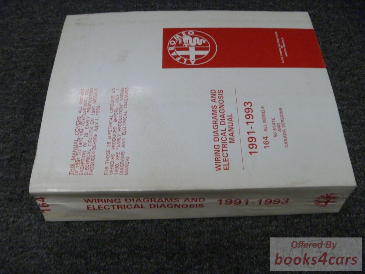 view cover of 1991 wiring diagrams and electrical diagnosis Shop manual for 164 by Alfa Romeo