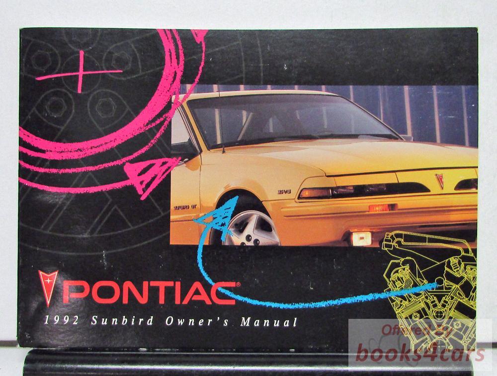 view cover of 1992 Sunbird Owners Manual by Pontiac