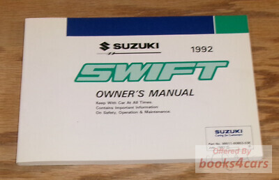 view cover of 1992 Swift Owners Manual by Suzuki