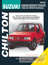 view cover of 1986-1998 Samurai Sidekick Tracker X90 Large Format shop service Repair Manual for Geo & Suzuki by Chiltons 2 & 4 wheel drive