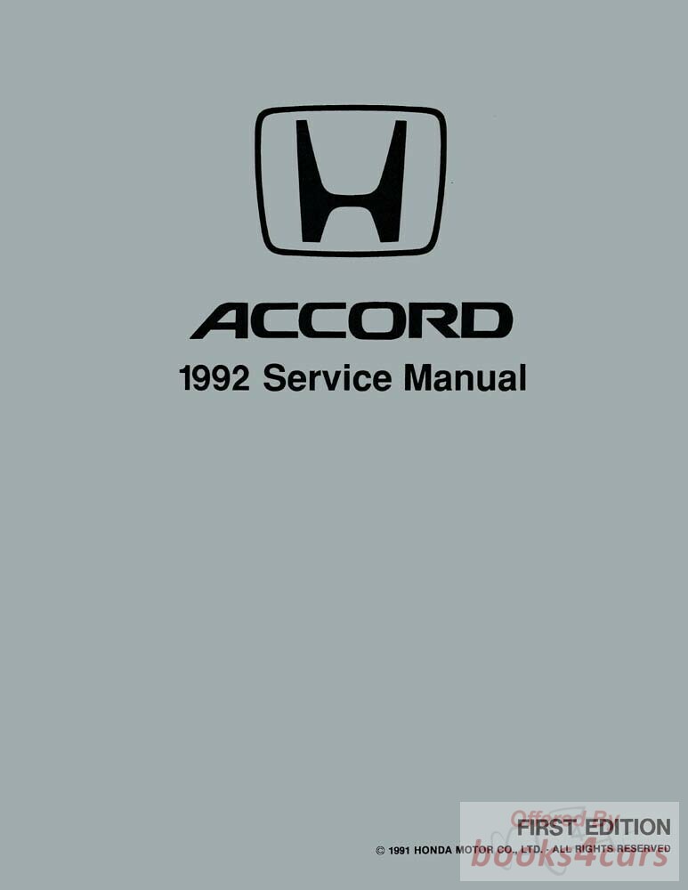 view cover of 1992 Accord Shop Service Repair Manual by Honda