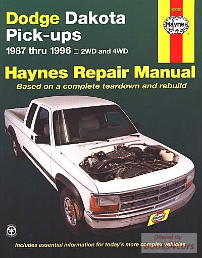 view cover of 1987-1996 Dodge Dakota pickup shop service repair manual by Haynes
