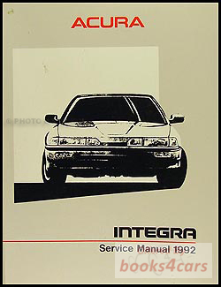 view cover of 1992 Integra Shop Service Repair Manual by Acura