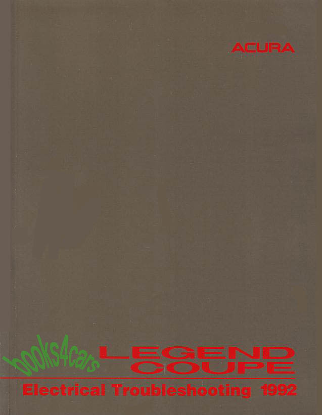 view cover of 1992 Legend 2-door Coupe Electrical Troubleshooting Shop Service Repair Manual by Acura