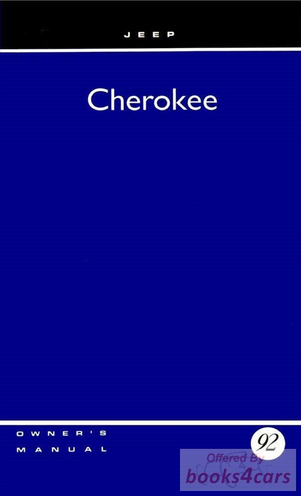 view cover of 1992 Jeep Cherokee Factory owners manual