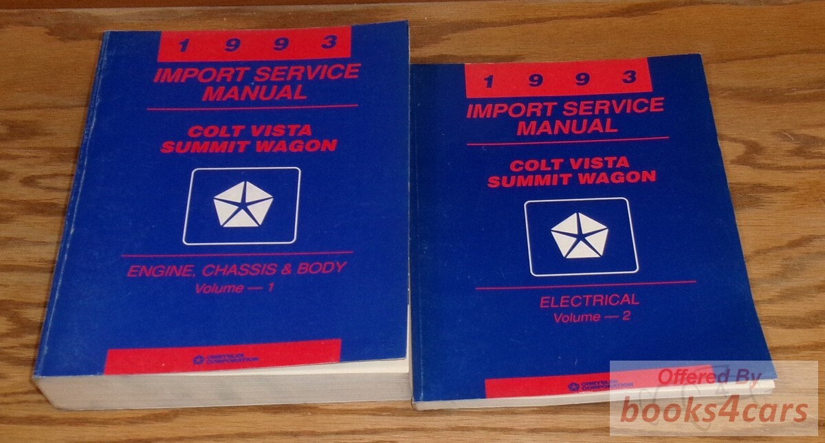 view cover of 1992 Colt Vista, Eagle Summit Wagon 2-volume factory Shop Service Repair Manual set by Chrysler Plymouth Dodge Eagle & Mitsubishi