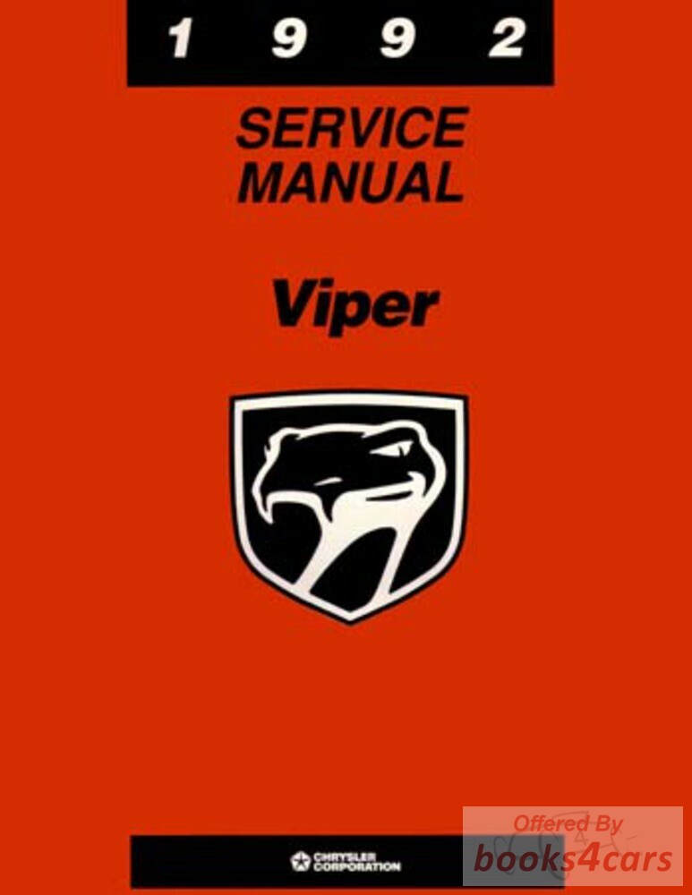 view cover of 1992 Viper Service Manual by Dodge