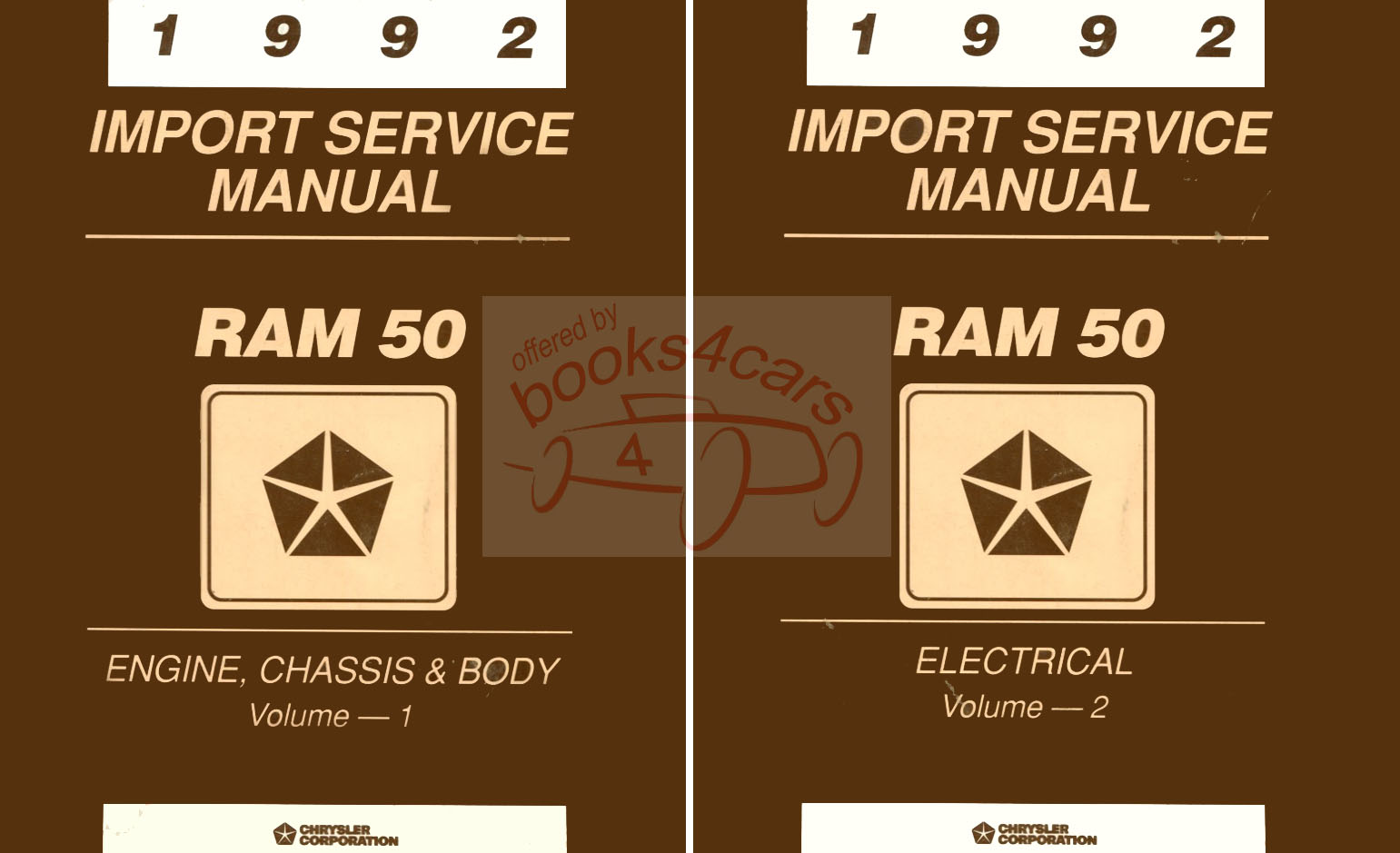 view cover of 1992 Ram 50 pickup Service Manual 2-volume set by Dodge