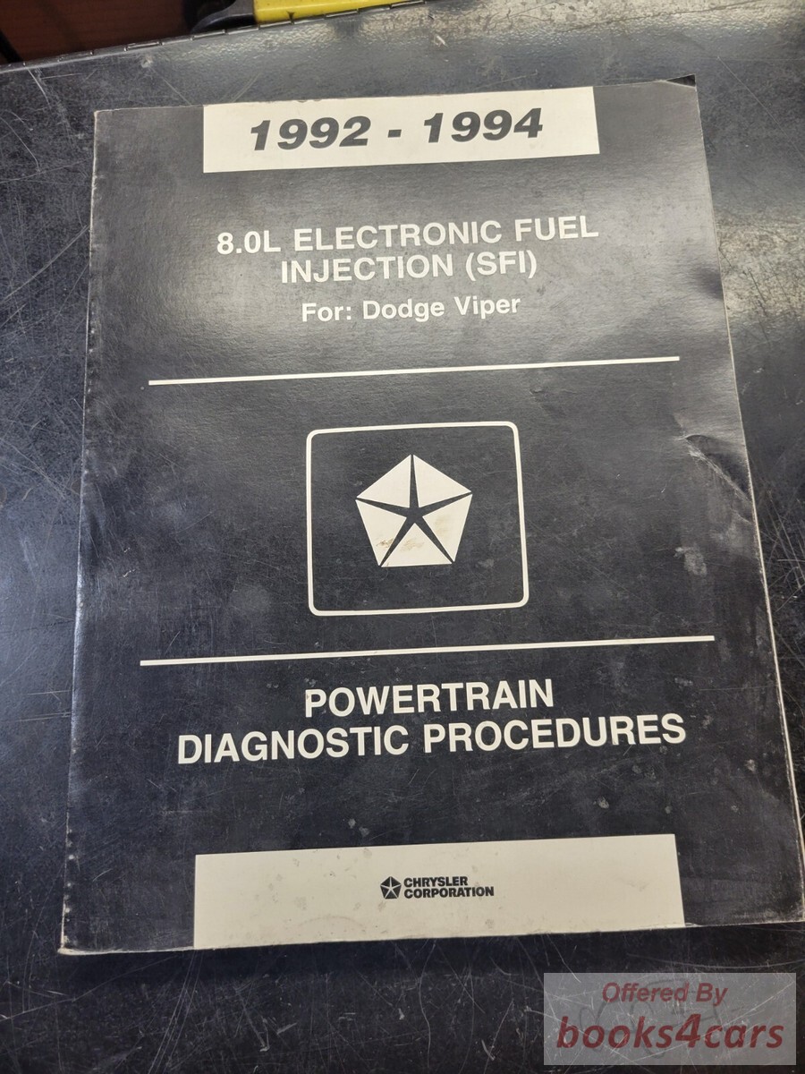 view cover of 1992-1994 8.0L (SFI) electronic fuel injection, powertrain diagnostic procedures manual for Dodge Viper by Chrysler