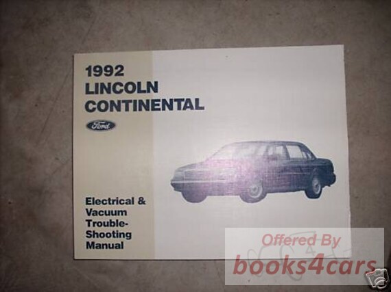 view cover of 1992 Continental Electrical & Vacuum Troubleshooting Manual by Lincoln