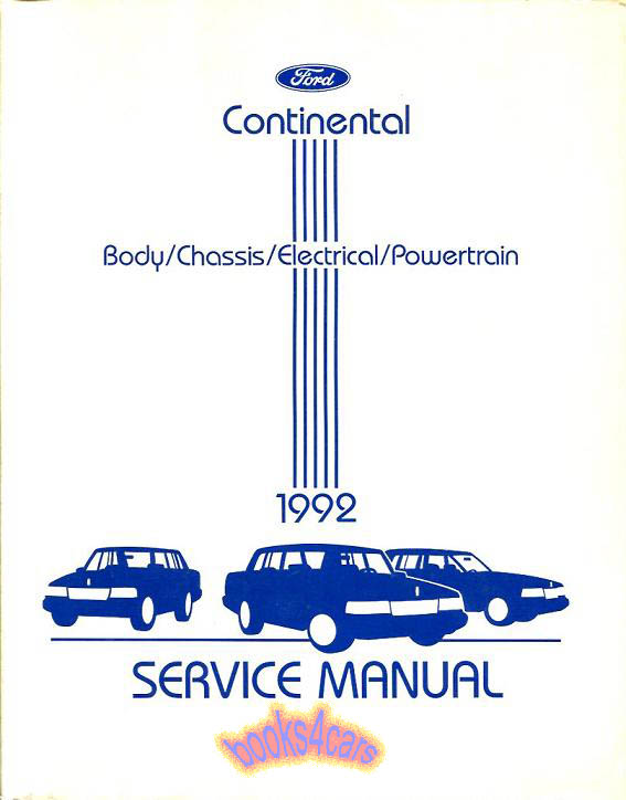 view cover of 1992 Continental Shop Service Repair Manual by Lincoln