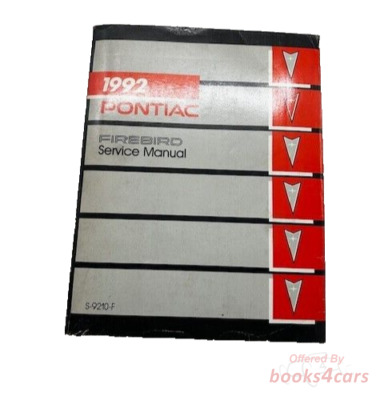 view cover of 1992 Firebird Shop Service Repair Manual by Pontiac