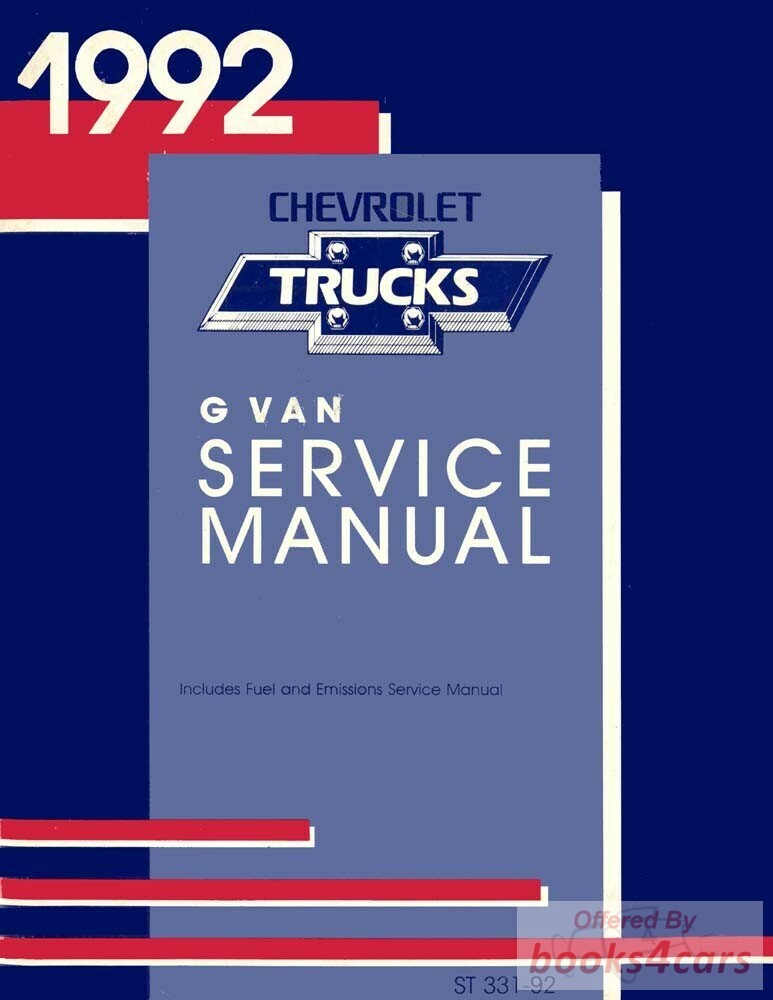 view cover of 1992 Van Shop Service Repair Manual by Chevrolet & GMC for full size Chevy G 10-30 Van & GMC Rally Vandura