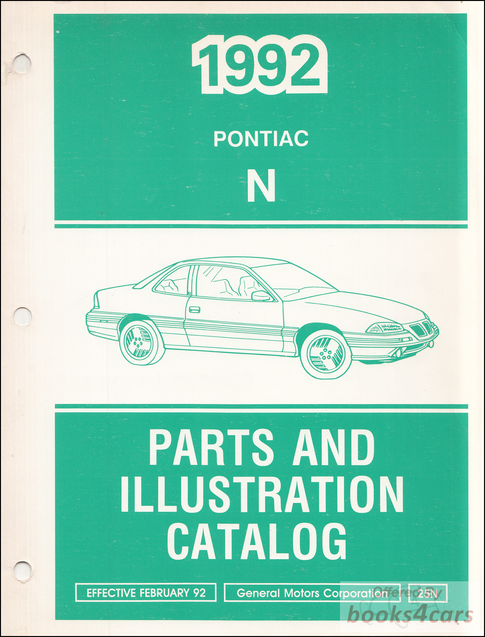 view cover of 1992 Pontiac Grand Am Parts & Illustrations Catalog Manual N Covers GrandAm