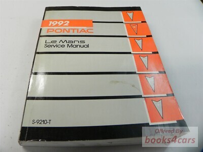 view cover of 1992 LeMans Service shop repair manual by Pontiac for Le Mans