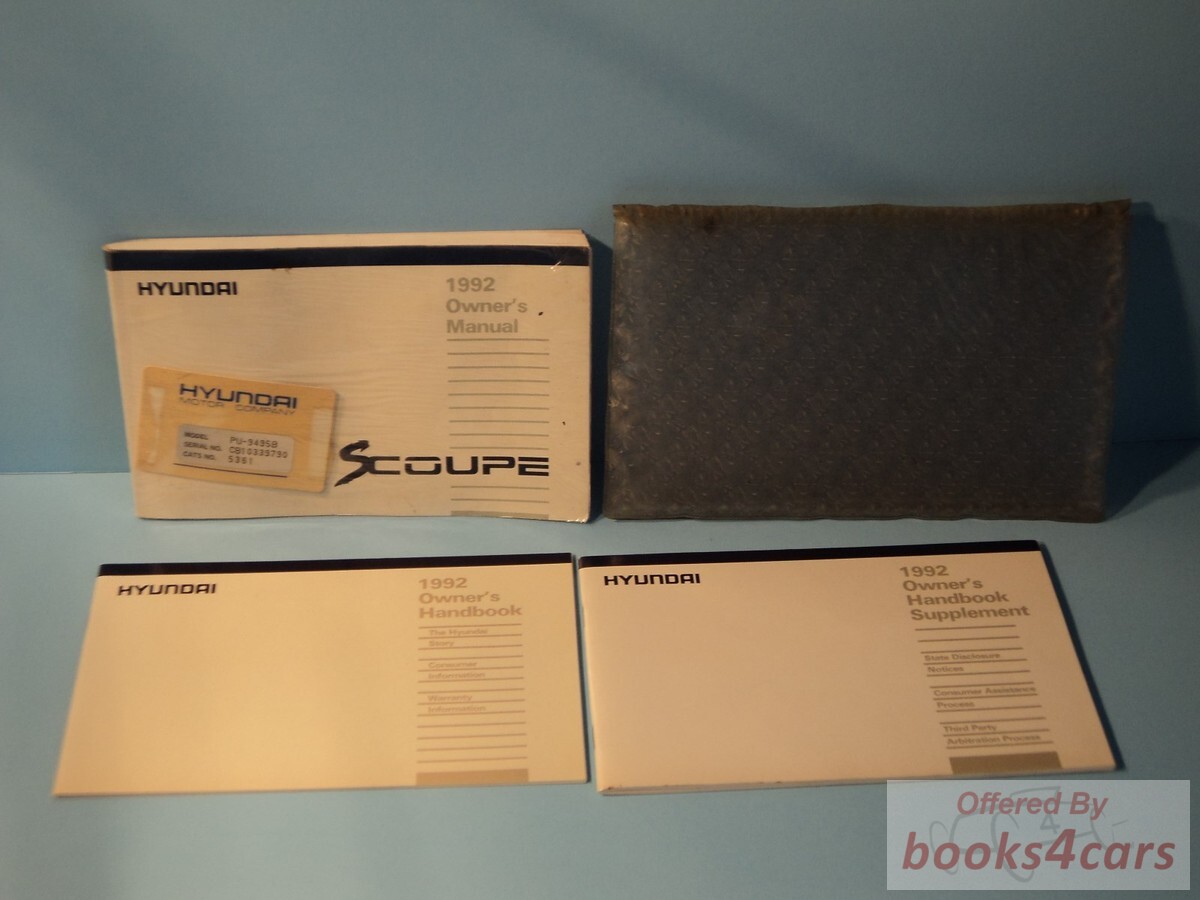 view cover of 1992 Scoupe Owners Manual by Hyundai