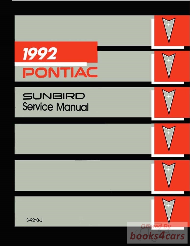 view cover of 1992 Sunbird shop Service repair manual by Pontiac