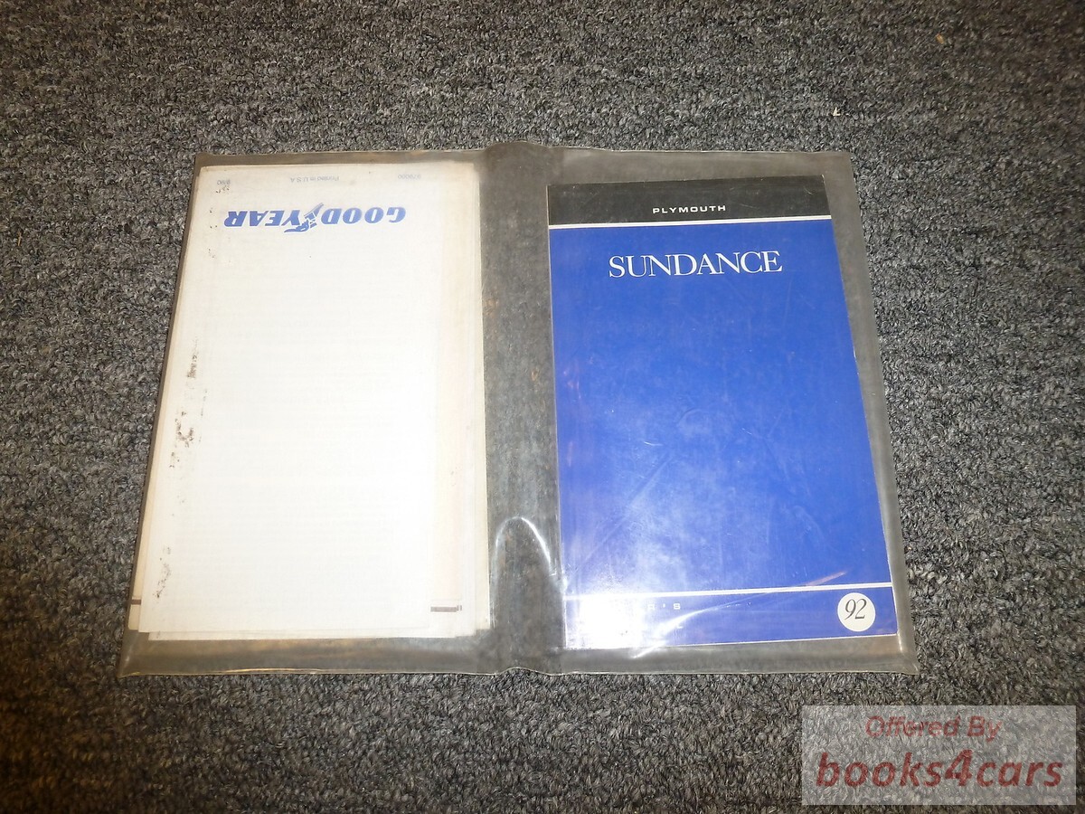 view cover of 1992 Sundance Owner's Manual by Plymouth