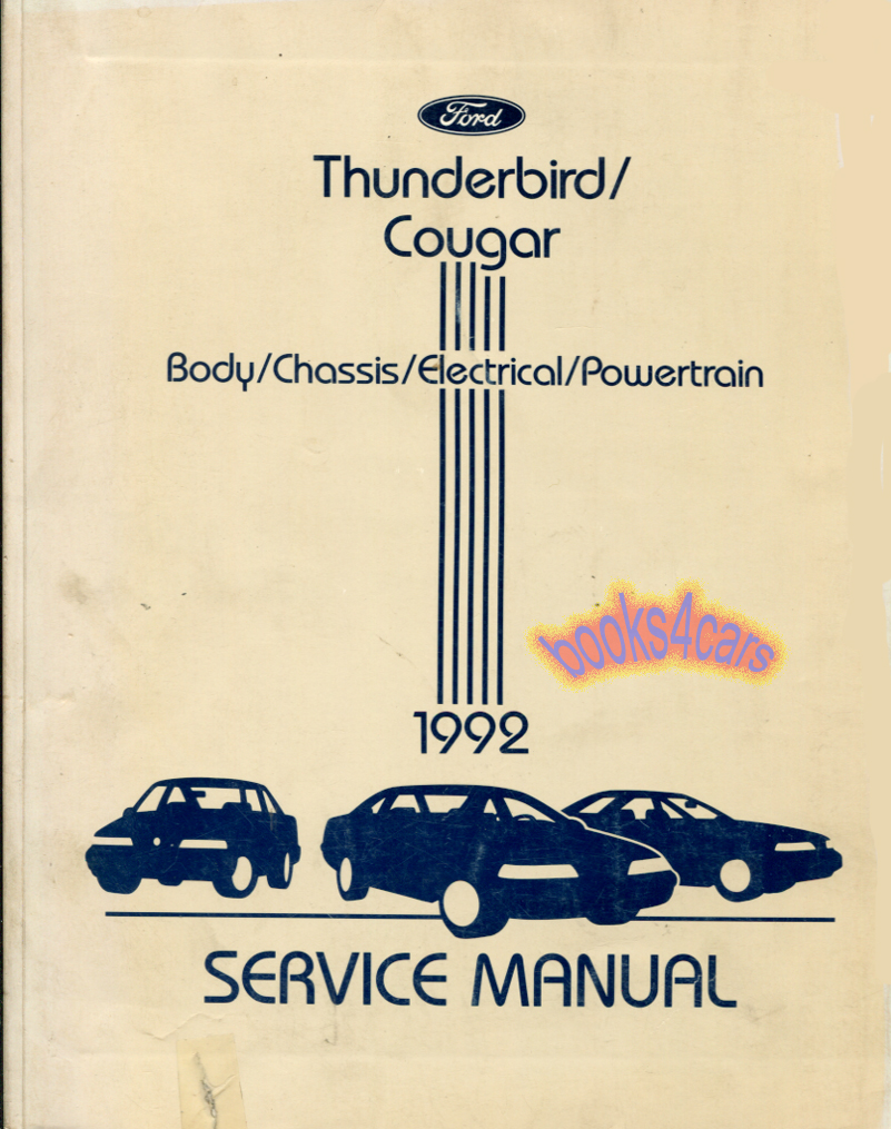 view cover of 1992 Thunderbird Cougar Service Manual by Ford Mercury