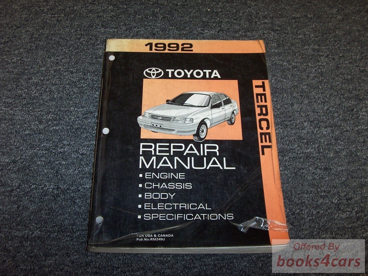 view cover of 1992 Tercel Shop Service Repair Manual by Toyota