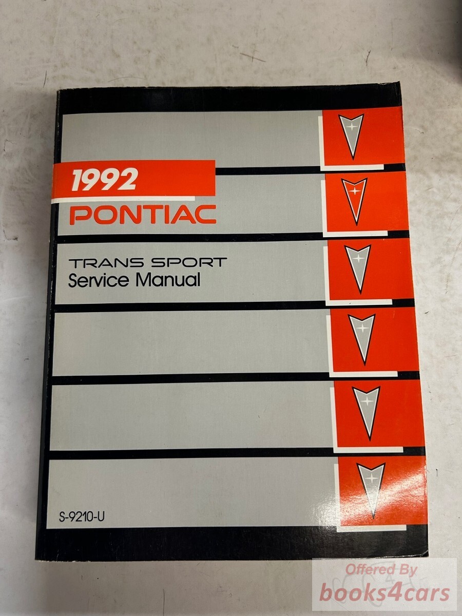 view cover of 1992 Trans Sport Service shop repair Manual by Pontiac