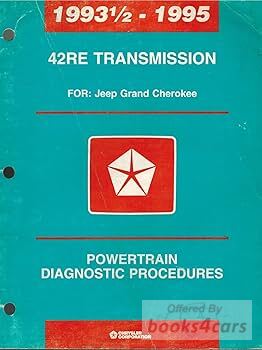 view cover of 1993-1995 42RE Transmission Powertrain Diagnostic Procedures Shop Service Repair Manual by Chrysler for Jeep GRAND Cherokee.